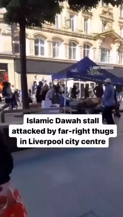 UNITED KINGDO. PROTEST: MUSLIM SHOP ATTACKED IN LIVERPOOL